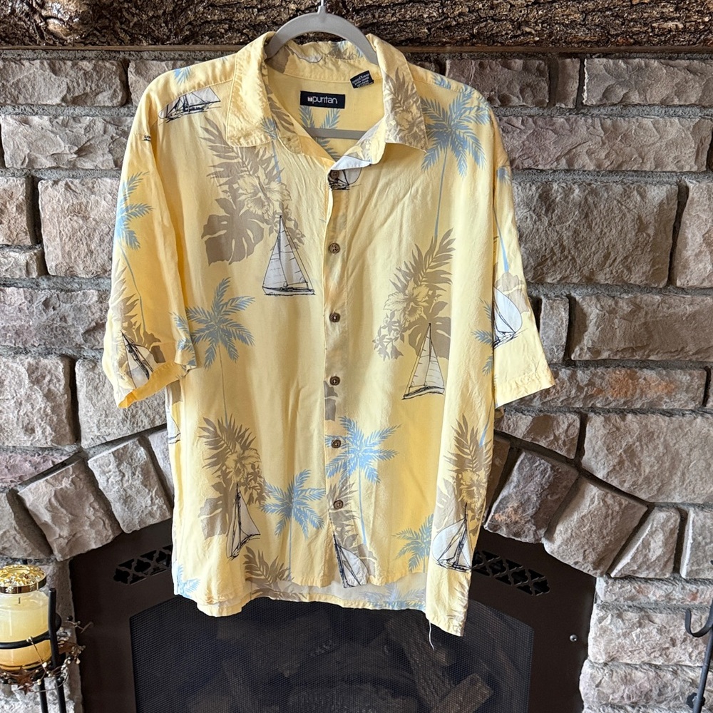 Yellow and Blue Men's Shirt